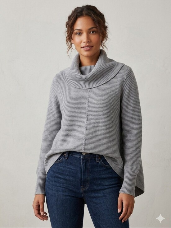 Cyrus Sweaters - Cyrus Gray Cowl Ribbed Turtleneck Sweater Women's Size Medium